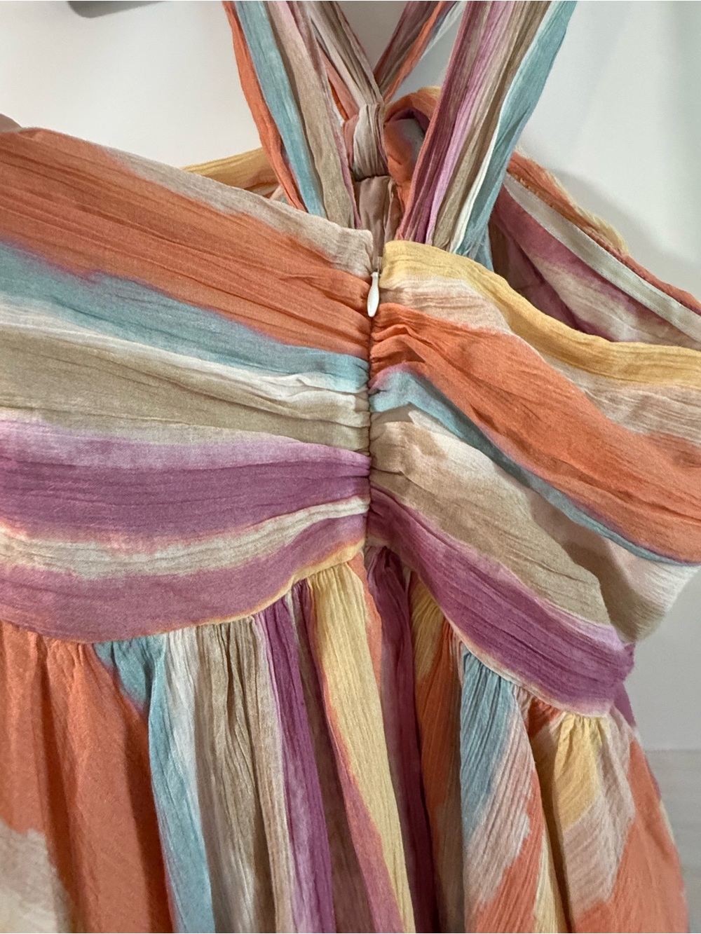 Free People Striped Halter Maxi Dress in Pastel Orange, Pink, Blue & Cream - Picture 4 of 5